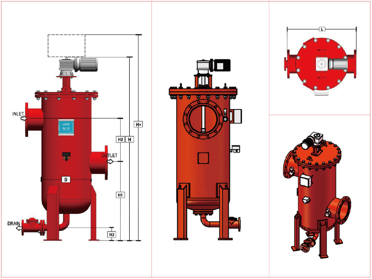 A700系列自清洗過濾器尺寸圖 A700系列自清洗過濾器尺寸圖